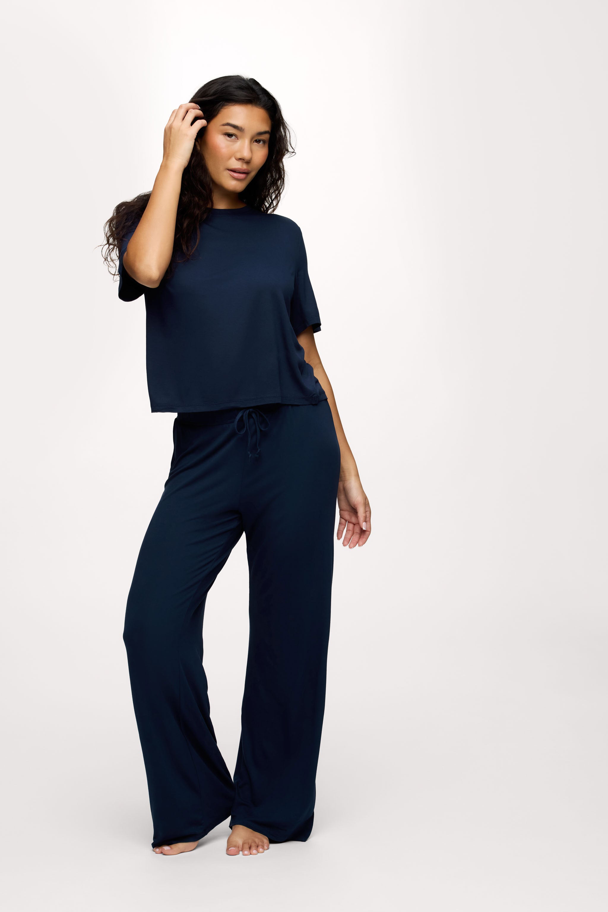 nuuds women’s matching pajama set - soft cooling pajamas for women short sleeve + pant