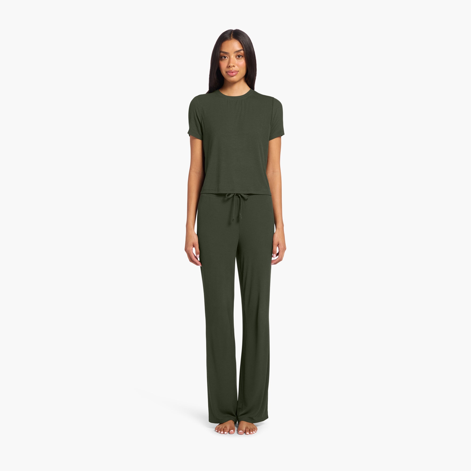 Ribbed Pajama Set | Darkest Olive