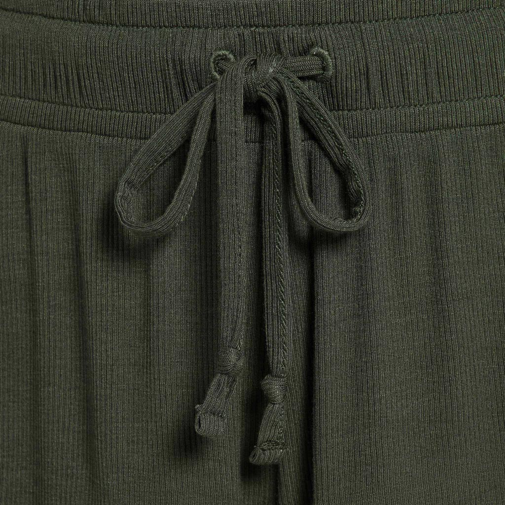 Ribbed Pajama Short Set | Darkest Olive