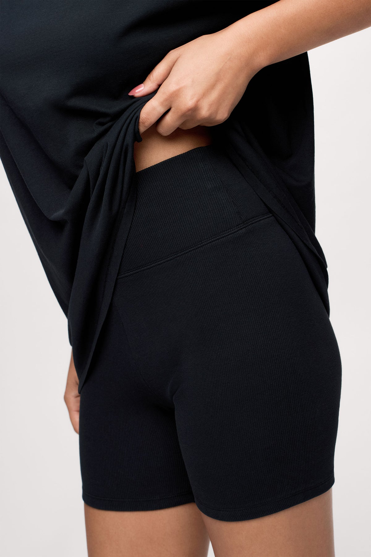 Color:Black | Ribbed Biker Short Set