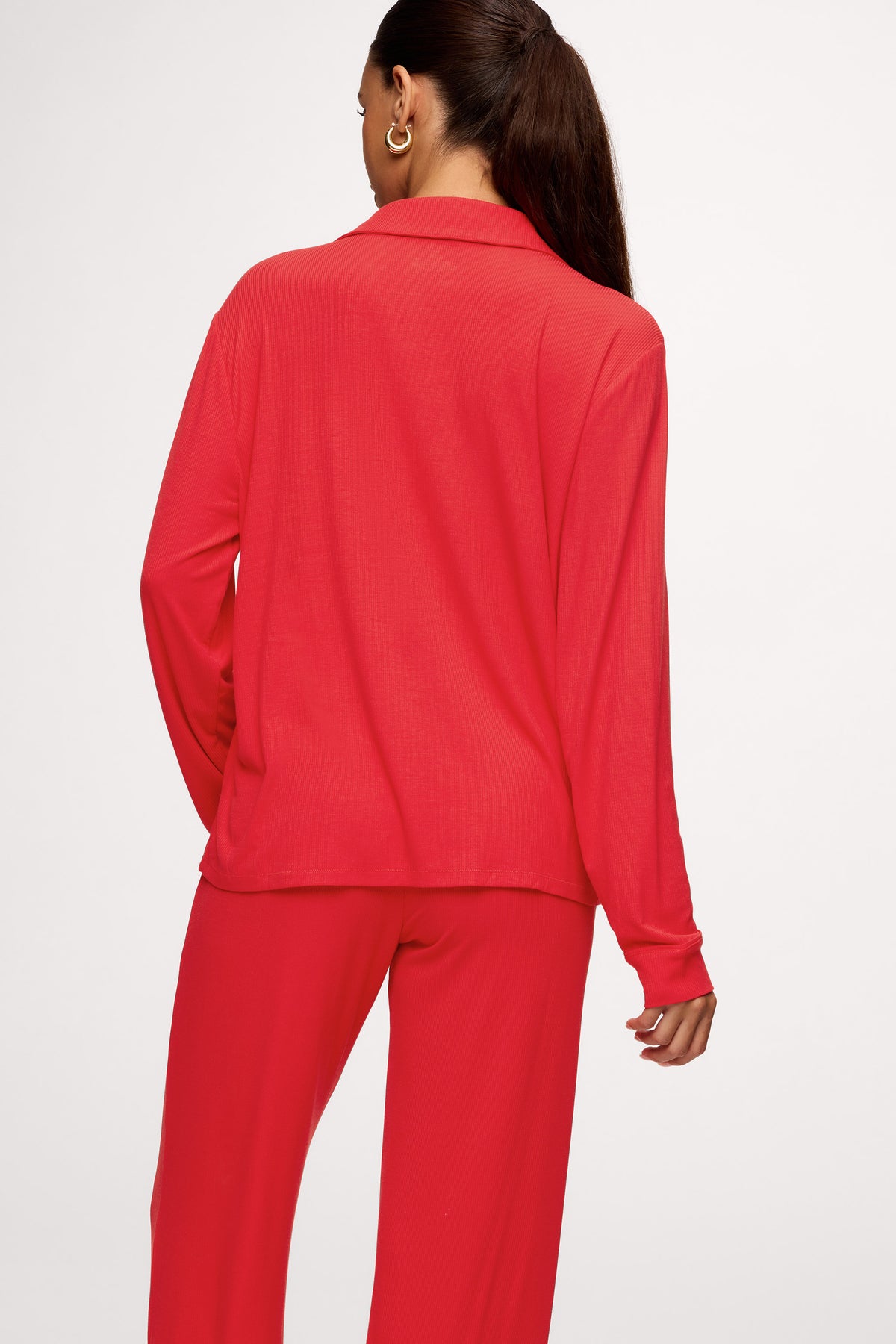 Color:Chili | Button Front Pajama Set
