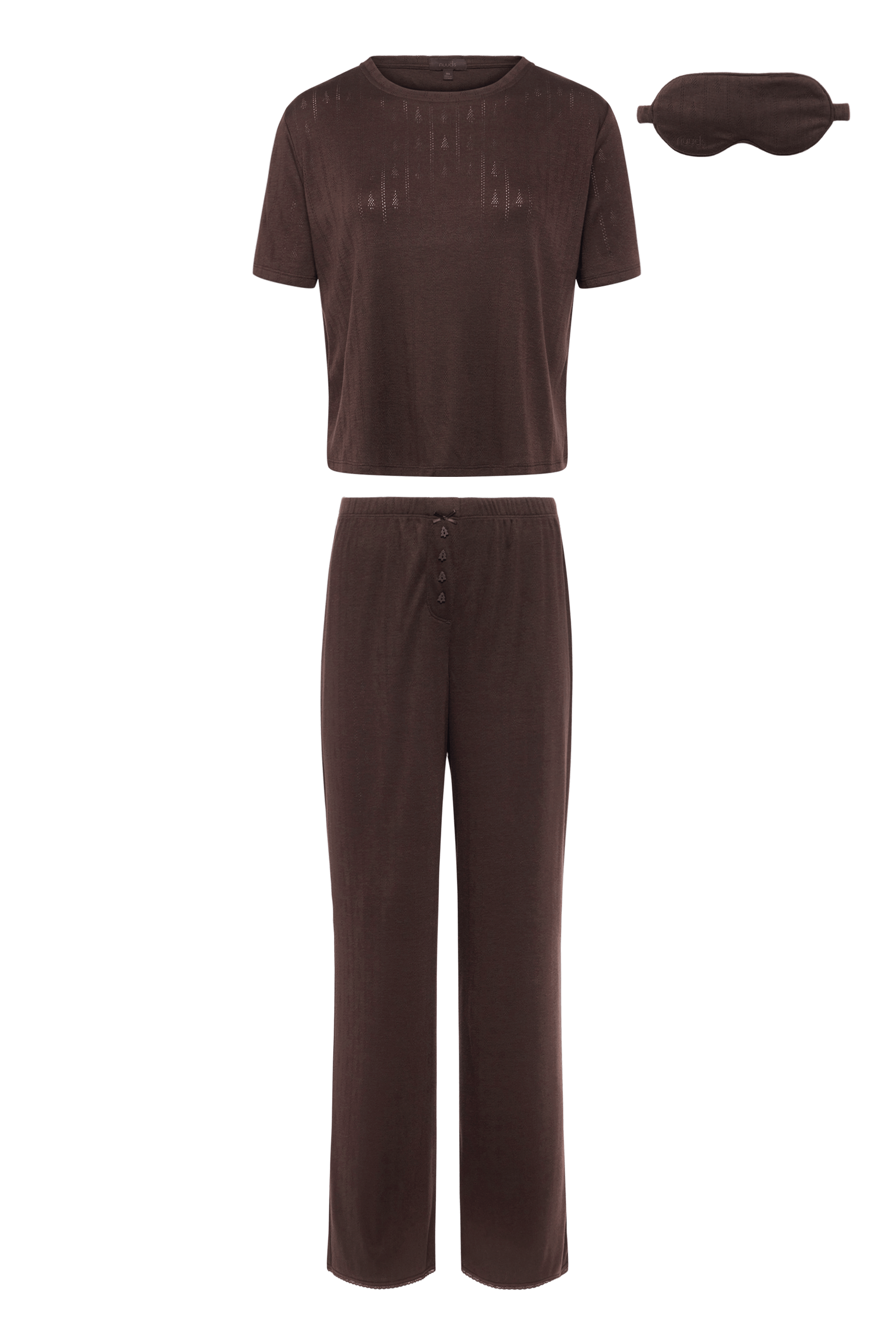 Tree Pointelle Pajama Set with Sleep Mask | Espresso