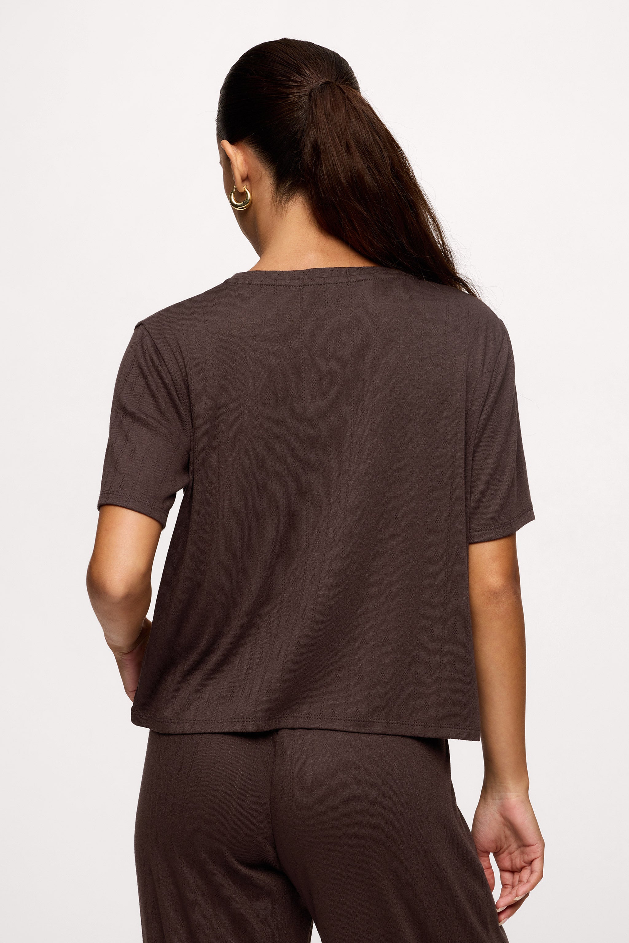 Tree Pointelle Pajama Set with Sleep Mask | Espresso