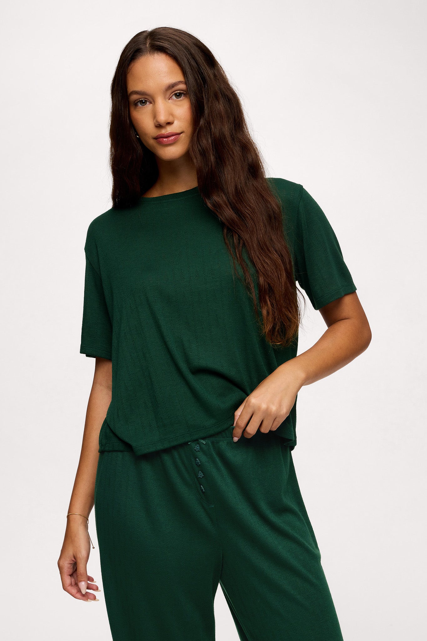 Tree Pointelle Pajama Set with Sleep Mask