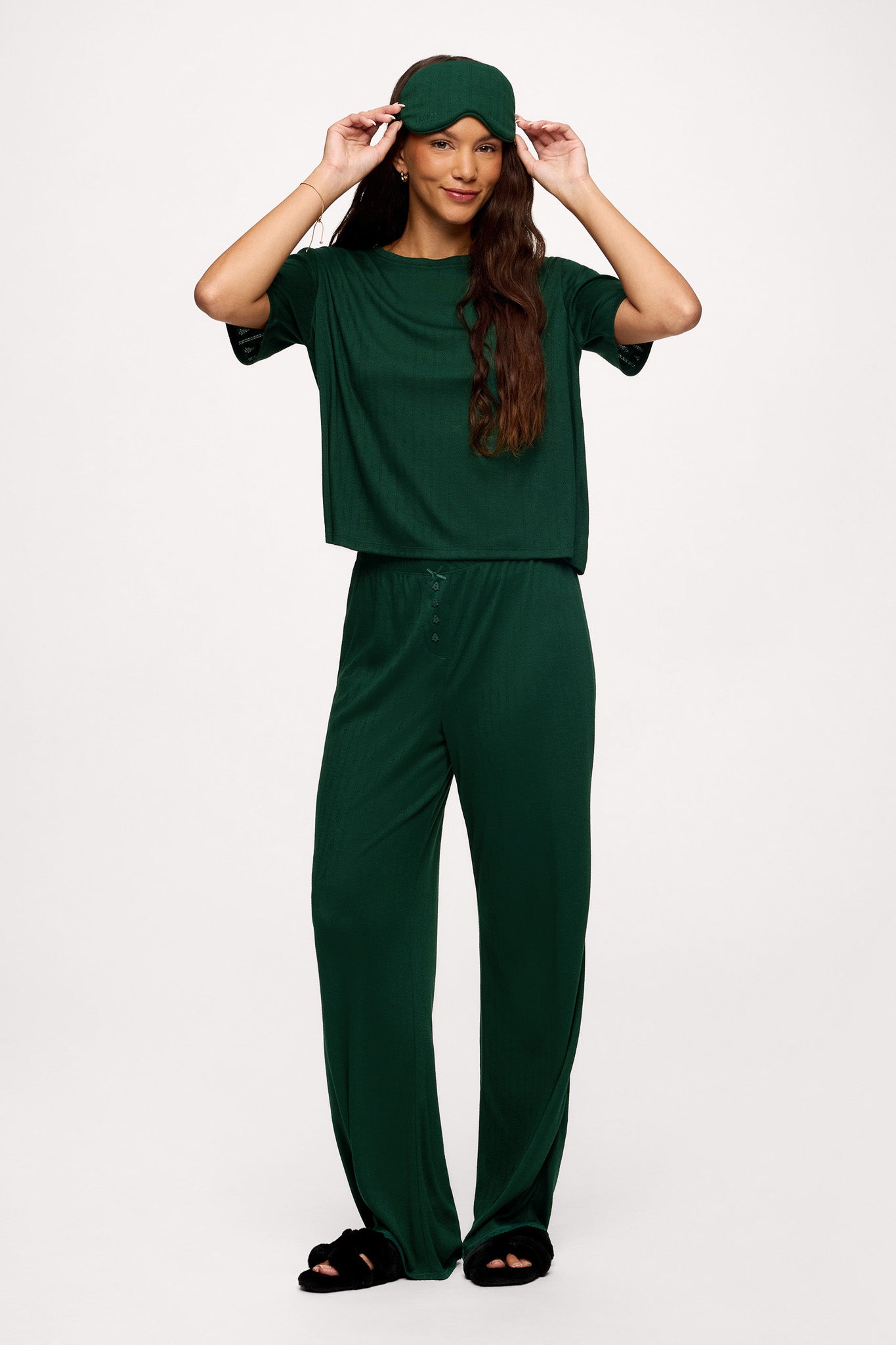 Tree Pointelle Pajama Set with Sleep Mask
