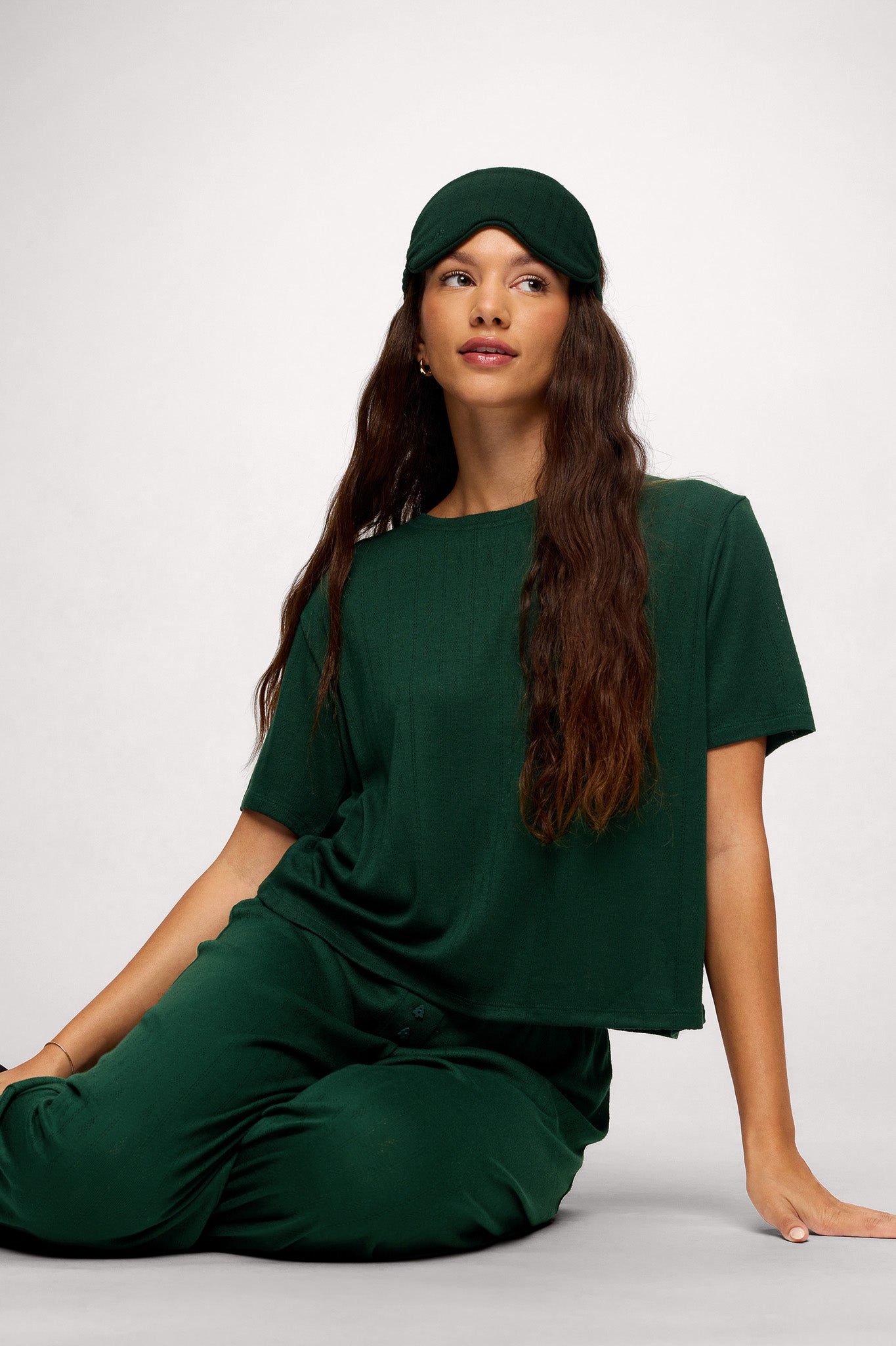 Tree Pointelle Pajama Set with Sleep Mask