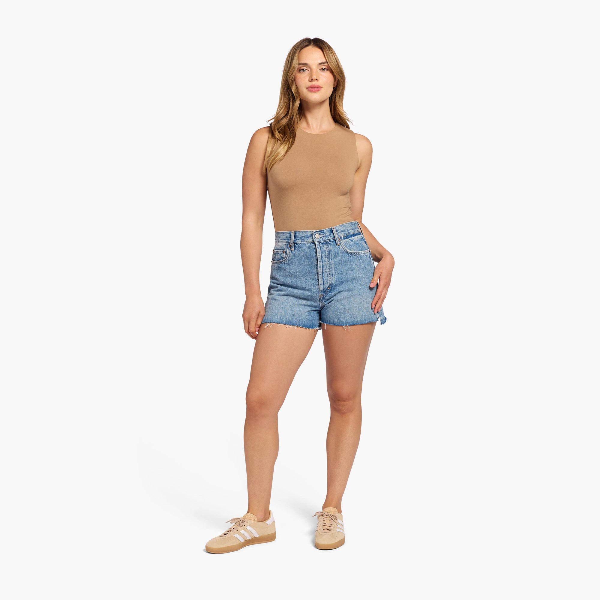 Cotton Stretch Classic Crewneck Tank Bodysuit