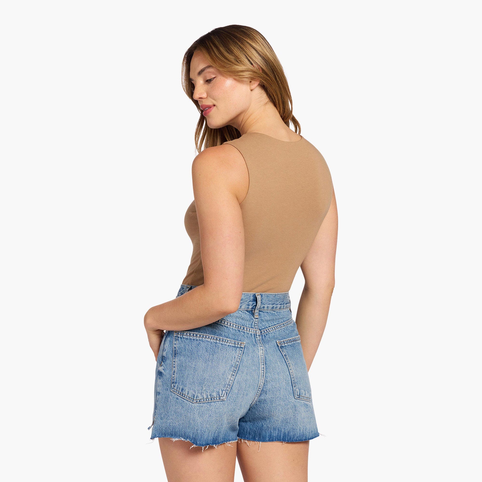 Cotton Stretch Classic Crewneck Tank Bodysuit