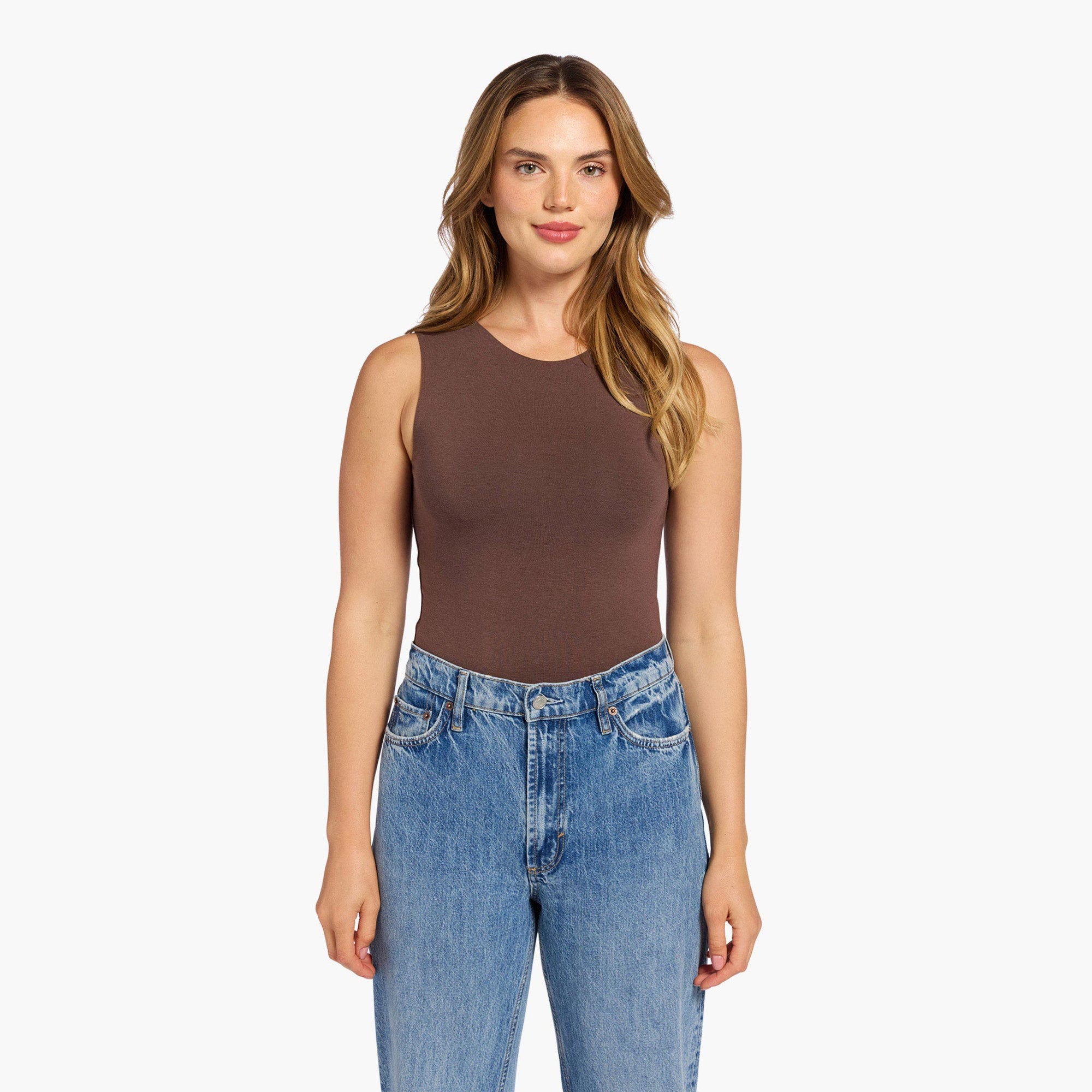 Cotton Stretch Classic Crewneck Tank Bodysuit