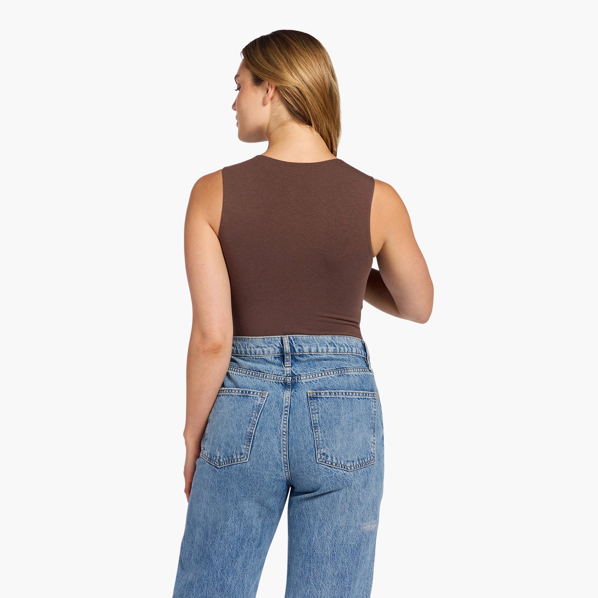 Cotton Stretch Classic Crewneck Tank Bodysuit