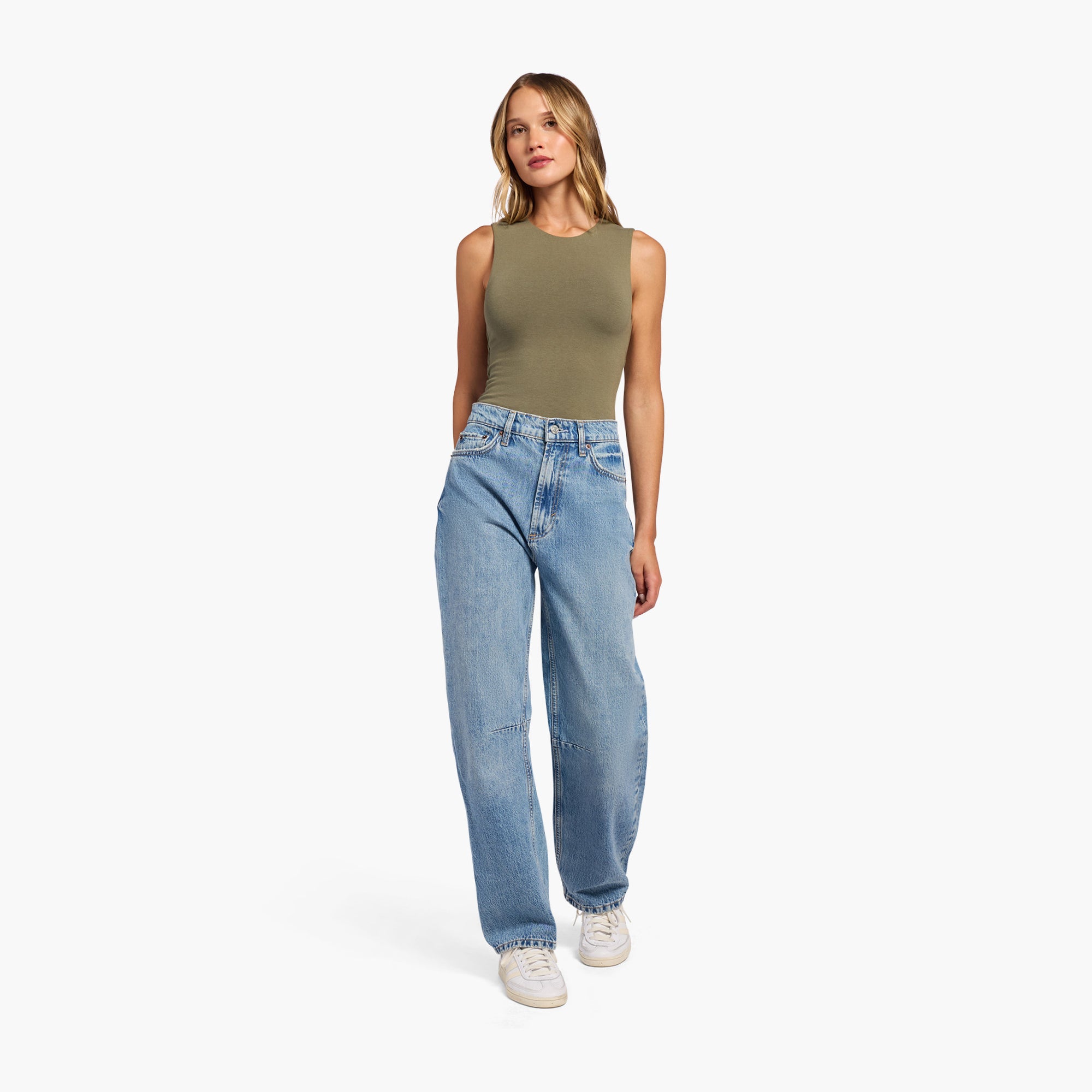 Cotton Stretch Classic Crewneck Tank Bodysuit