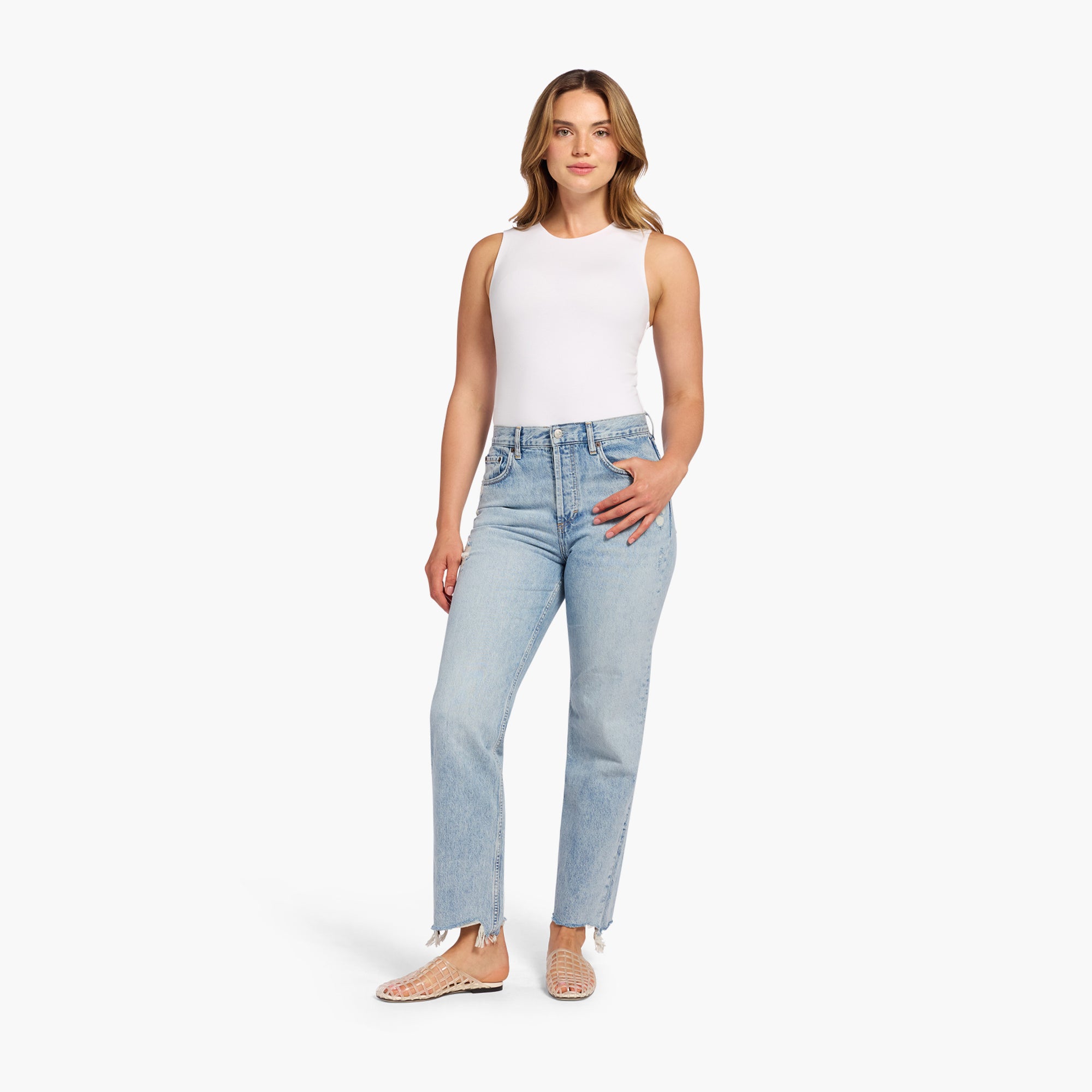 Cotton Stretch Classic Crewneck Tank Bodysuit
