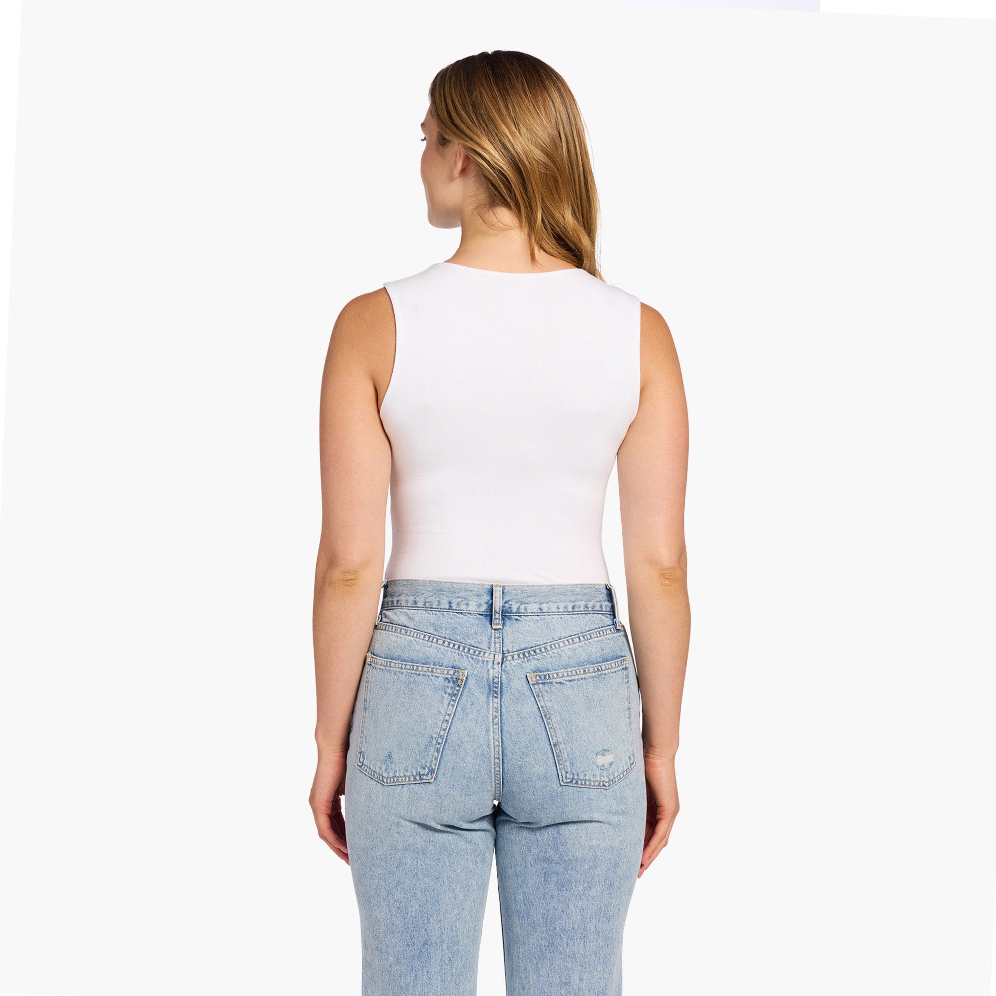 Cotton Stretch Classic Crewneck Tank Bodysuit