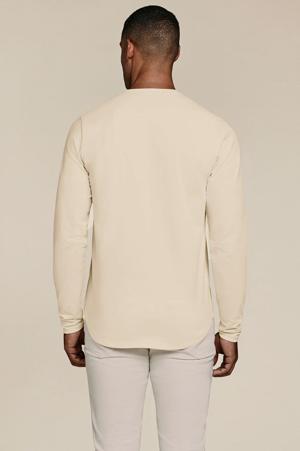 Men's Long Sleeve Curved Hem T-Shirt | Bone