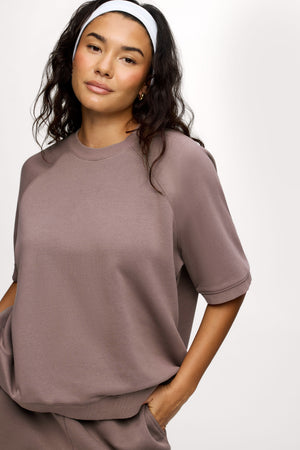 French Terry Short Sleeve Sweatshirt | Cocoa – nuuds