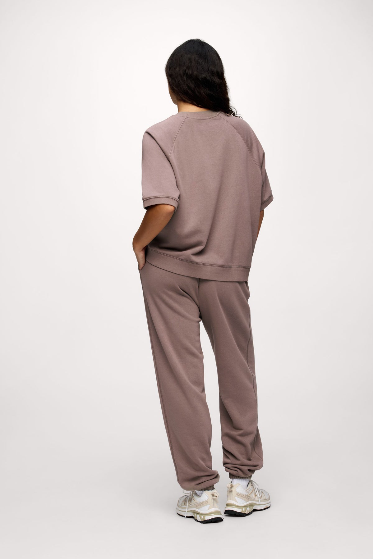 Color:Cocoa | French Terry Short Sleeve Sweatshirt
