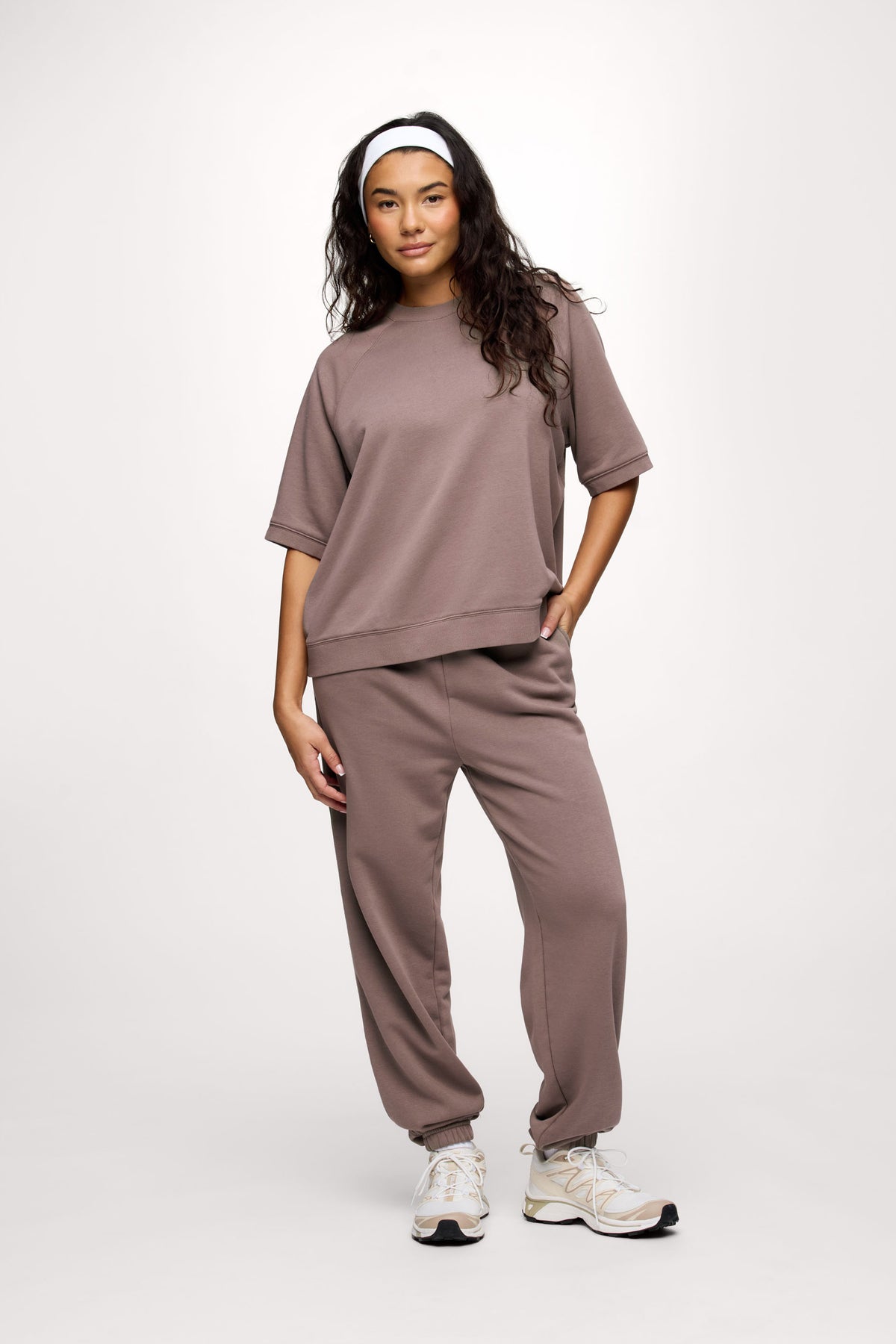 Color:Cocoa | French Terry Short Sleeve Sweatshirt