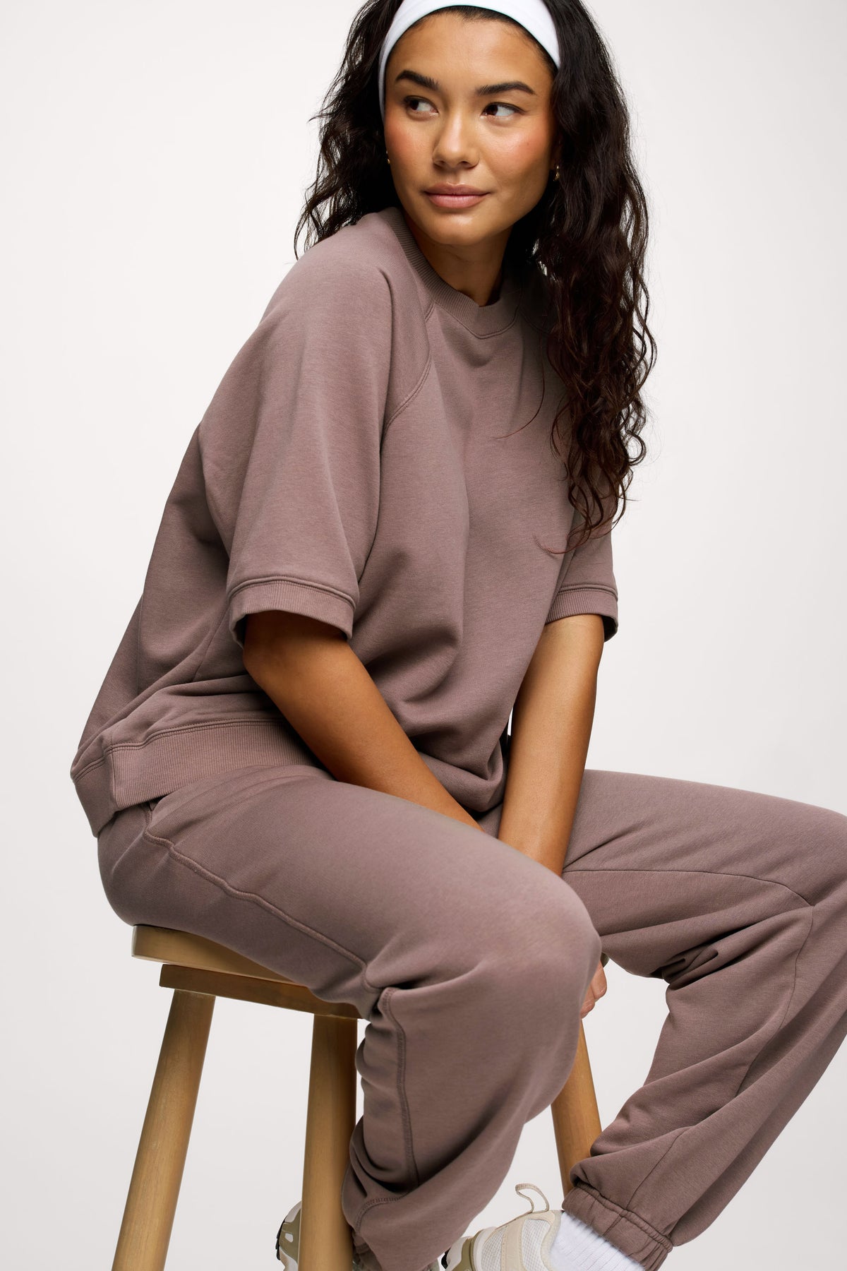 Color:Cocoa | French Terry Short Sleeve Sweatshirt