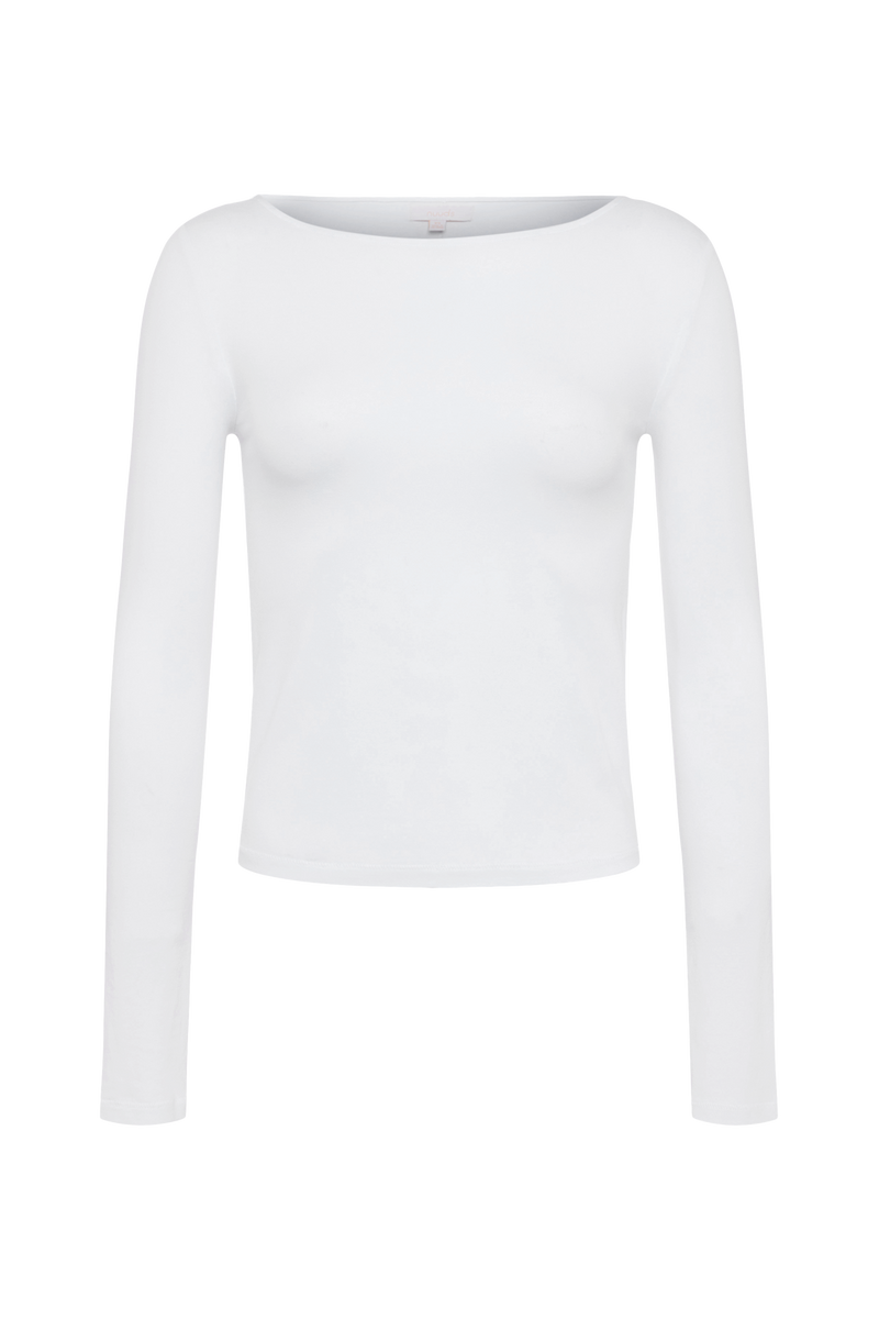 Slinky Jersey Boat Neck Long Sleeve Shirt image ghost