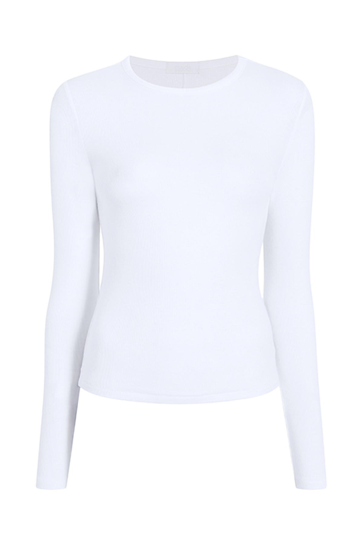 Color:White | nuuds women’s long sleeve shirts fitted modal top - soft modal women’s long sleeve tops