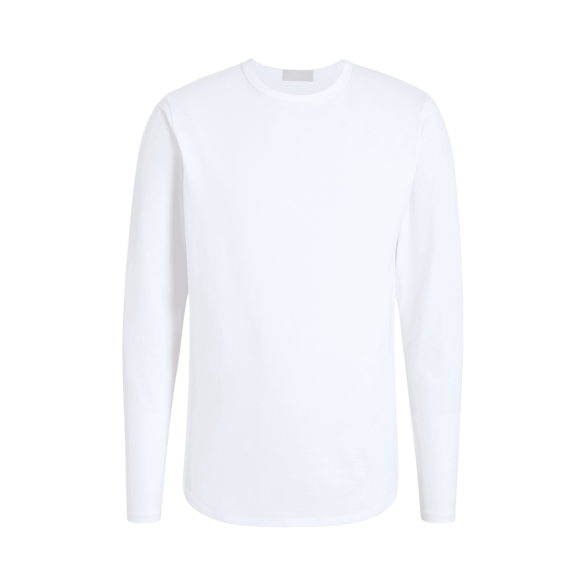 Men's Long Sleeve Curved Hem T-Shirt | White