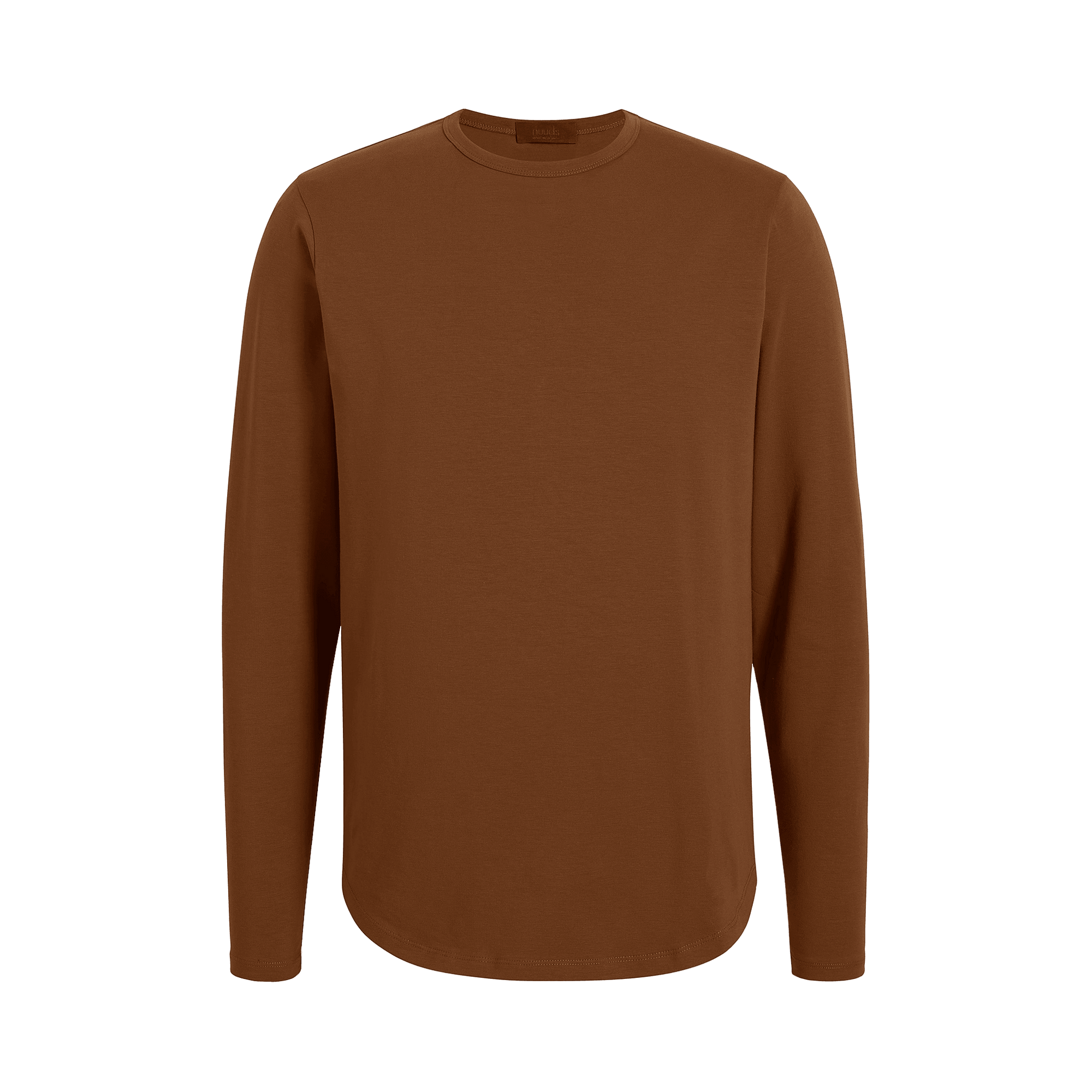 Men's Long Sleeve Curved Hem T-Shirt | Chocolate