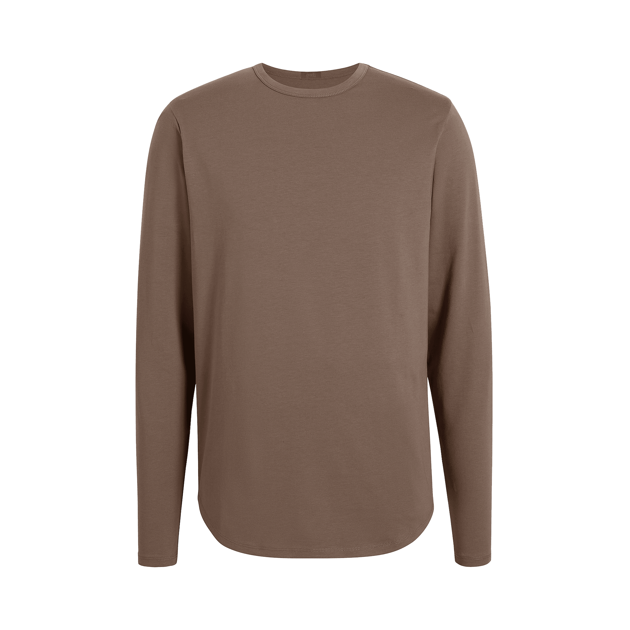 Men's Long Sleeve Curved Hem T-Shirt | Mocha