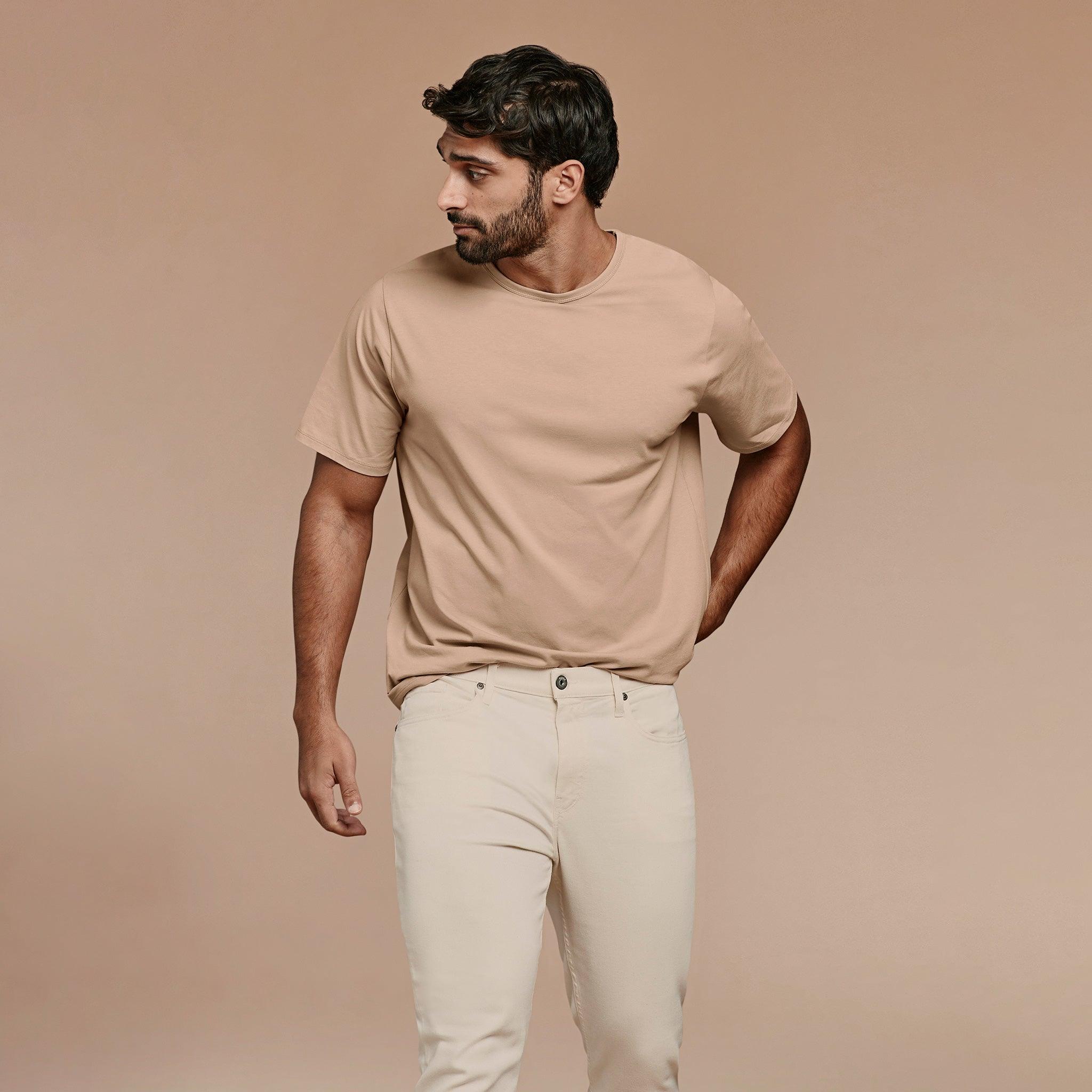 Men's Short Sleeve Curved Hem T-Shirt | Sand