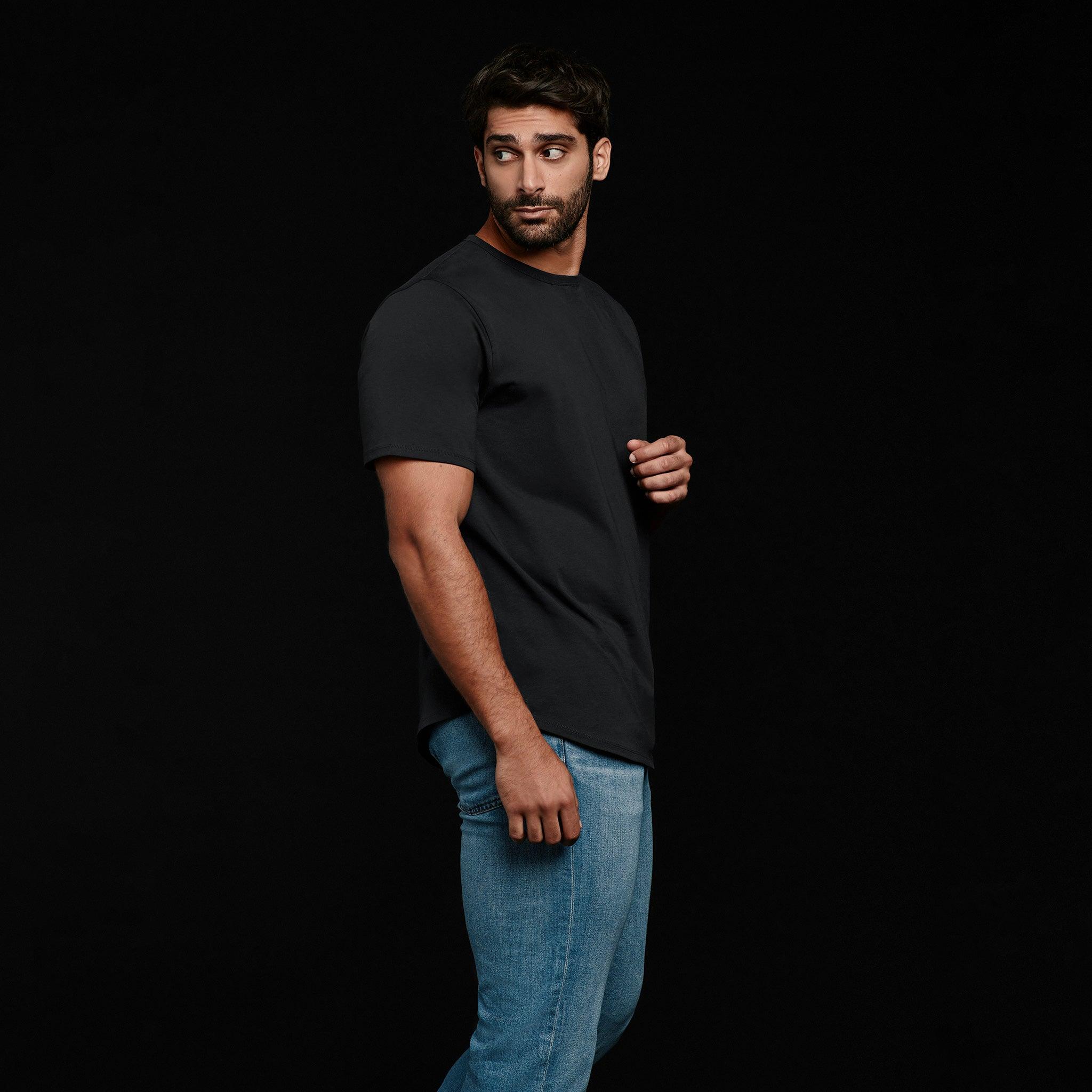 Men's Short Sleeve Curved Hem T-Shirt | Black