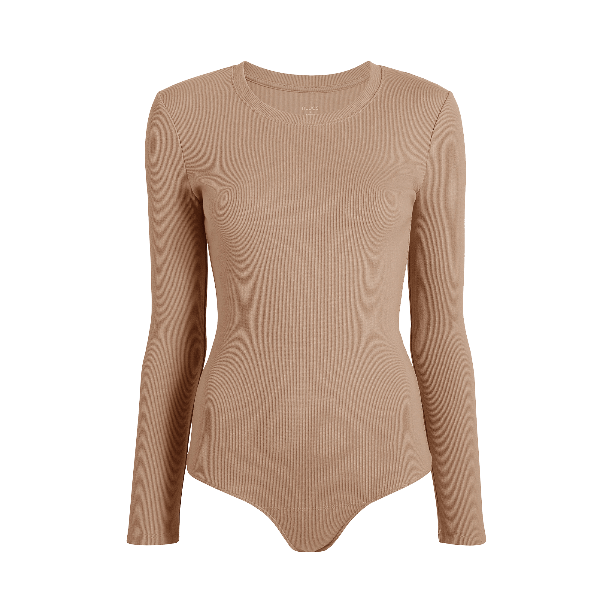 Women's Long Sleeve Ribbed Crewneck Bodysuit | Sand