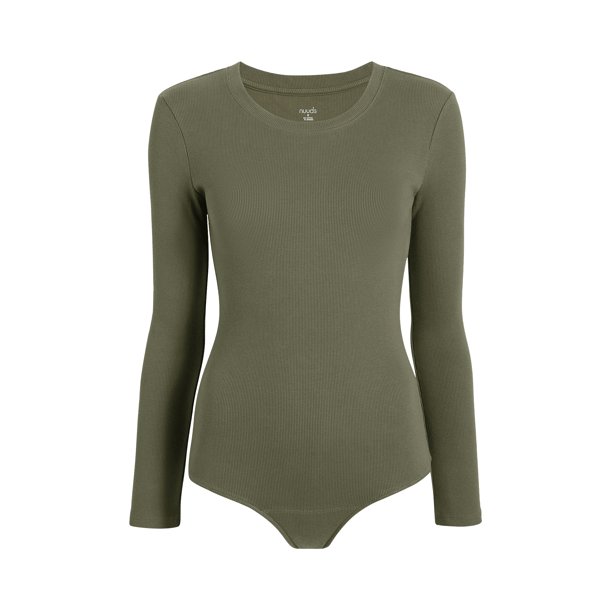 Women's Long Sleeve Ribbed Crewneck Bodysuit | Dark Olive