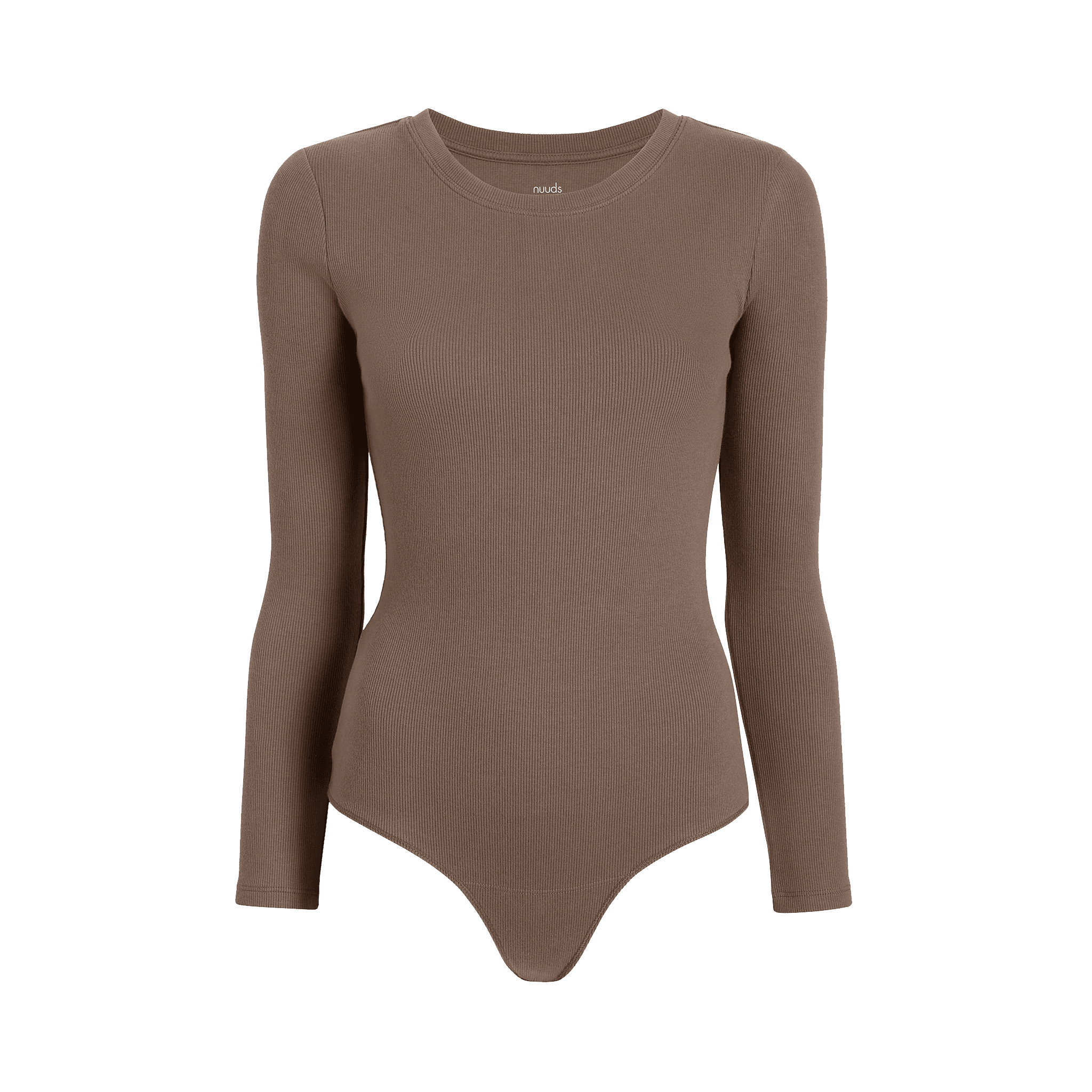 Women's Long Sleeve Ribbed Crewneck Bodysuit | Mocha