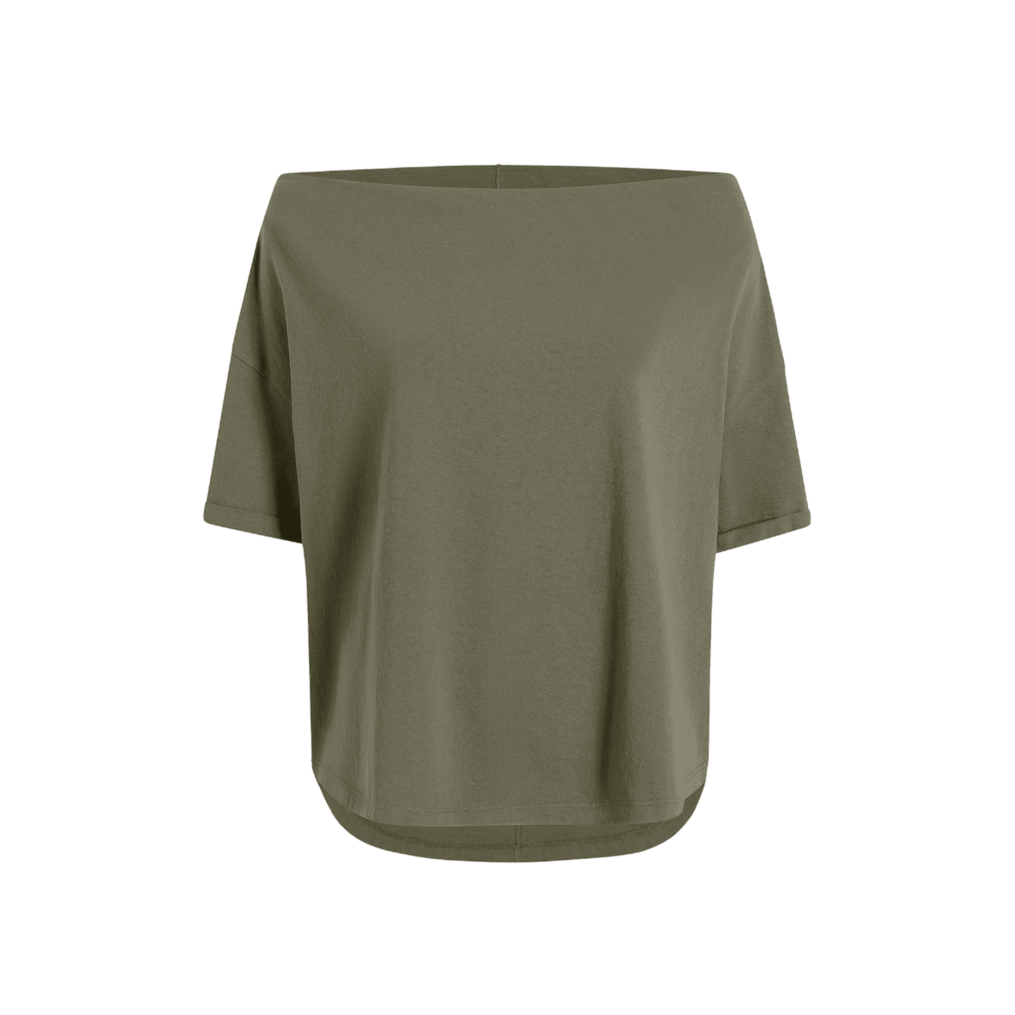 Vintage Cotton Off The Shoulder T Shirt Olive