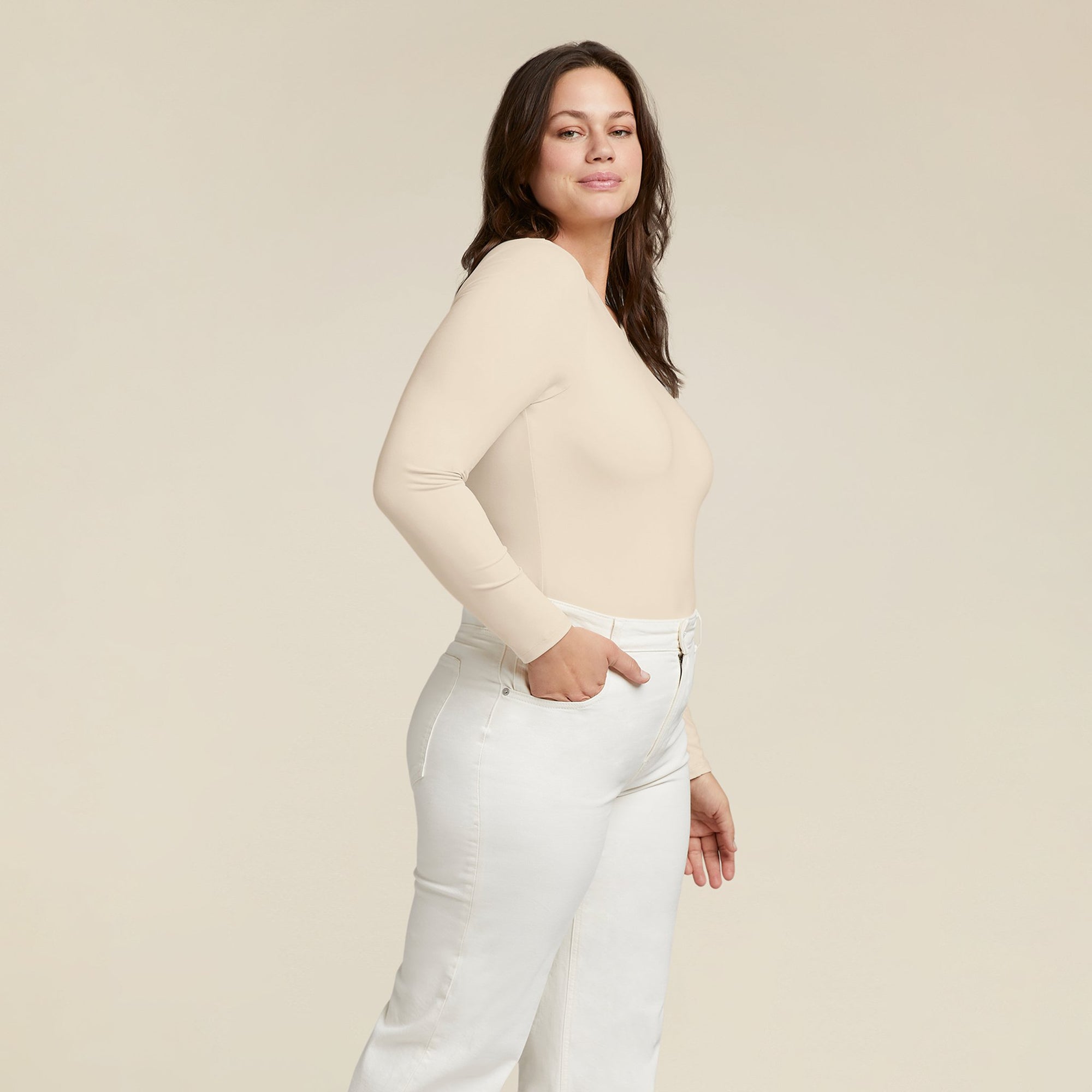 Women's Seamless Long Sleeve Shirt | Bone