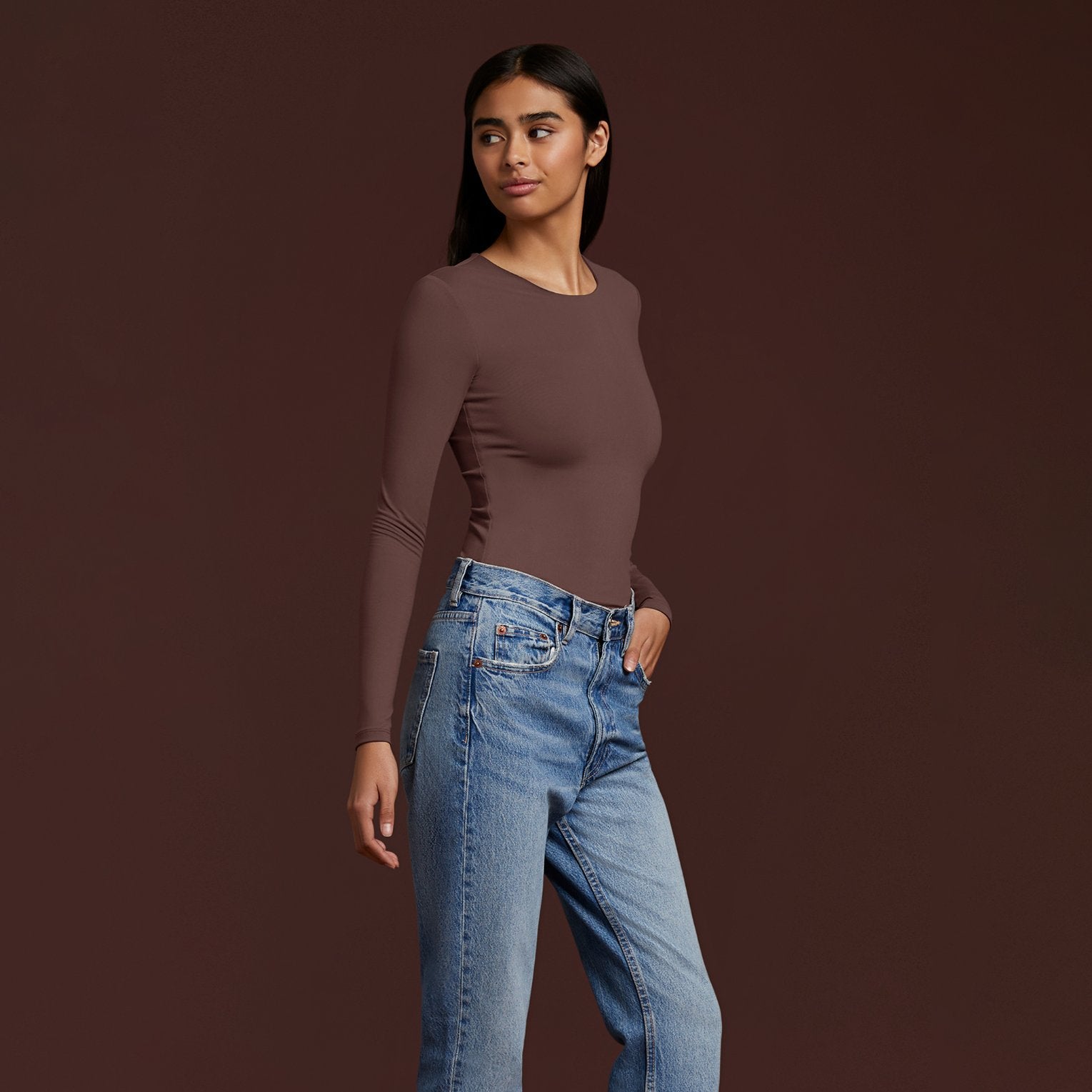 Women's Seamless Long Sleeve Shirt | Coffee